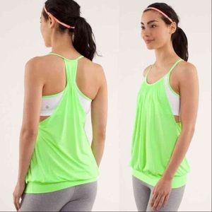 Lululemon Zippy Green & White No Limits Tank